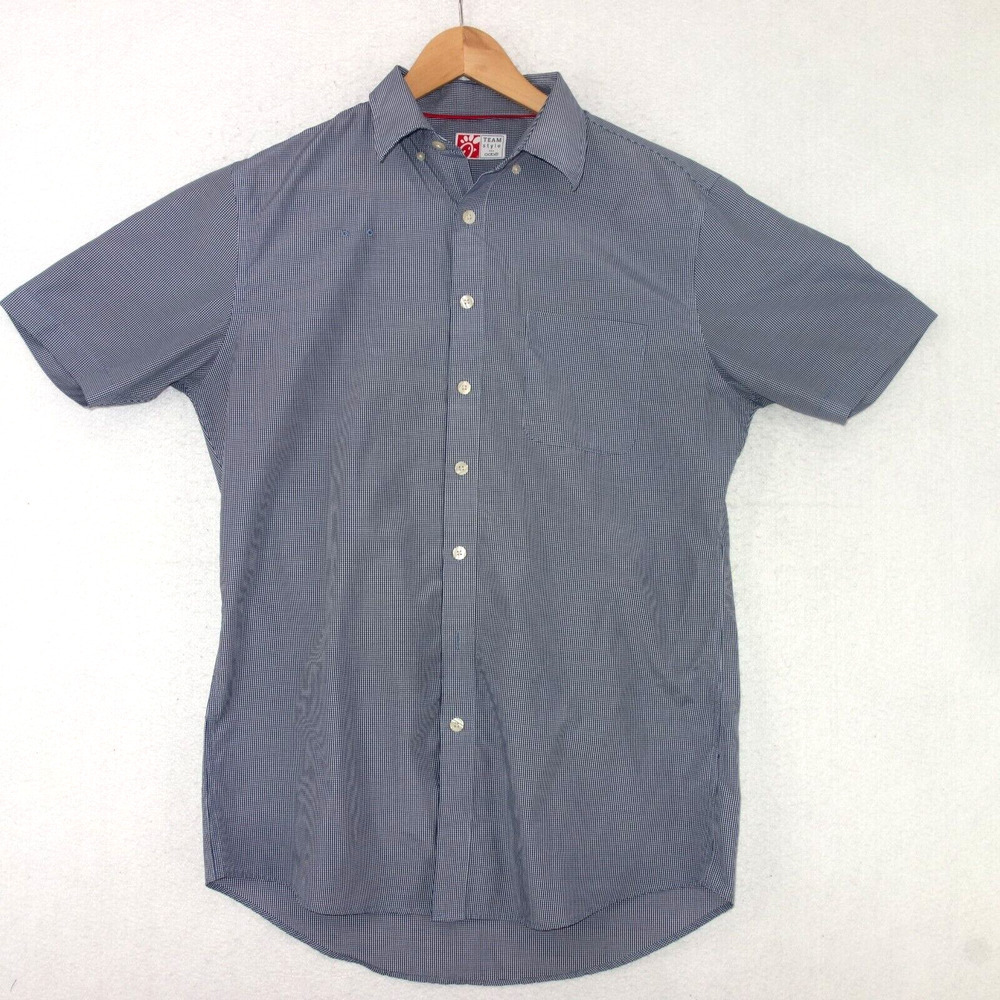Chic fil A Employee Uniform Button Up Shirt Blue Checkered Size Medium